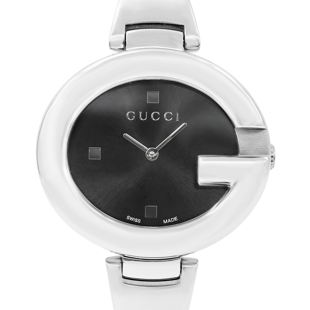 Guccissima Steel Black Oval Dial Ladies Watch